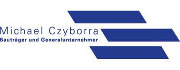 Ein blaues Logo vom Bauträger und Generalunternehmer Michael Czyborra, das stilistisch den Stein auf Stein Baut darstellt, ein in grünes Logo von Structure Bau GmbH und ein rotes Logo des Atelierhof Weisensee
